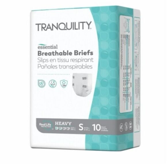 NWT Tranquility Essential Incontinence Brief S Breathable, 2744, Heavy, 10 Ct - Picture 1 of 11